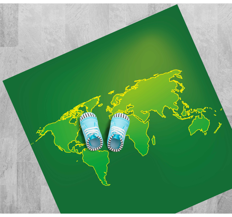 Alfombra de vinilo mapamundi esquema del mundo verde - TenVinilo