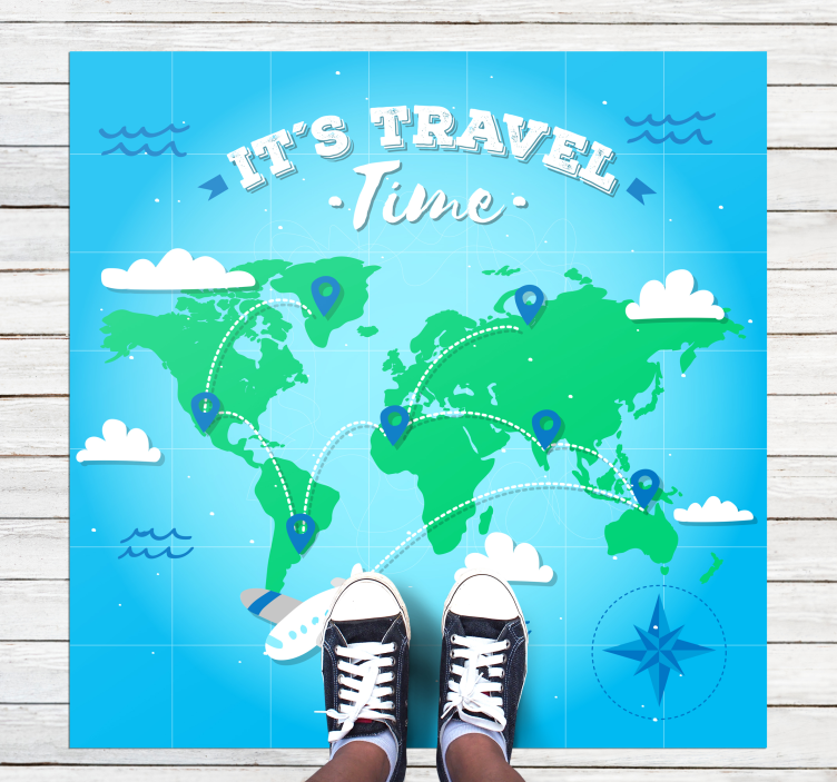 Alfombra de vinilo mapamundi exploración del mapa mundial - TenVinilo