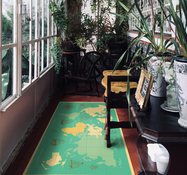 Alfombra de vinilo mapamundi mapa de exploración náutica - TenVinilo