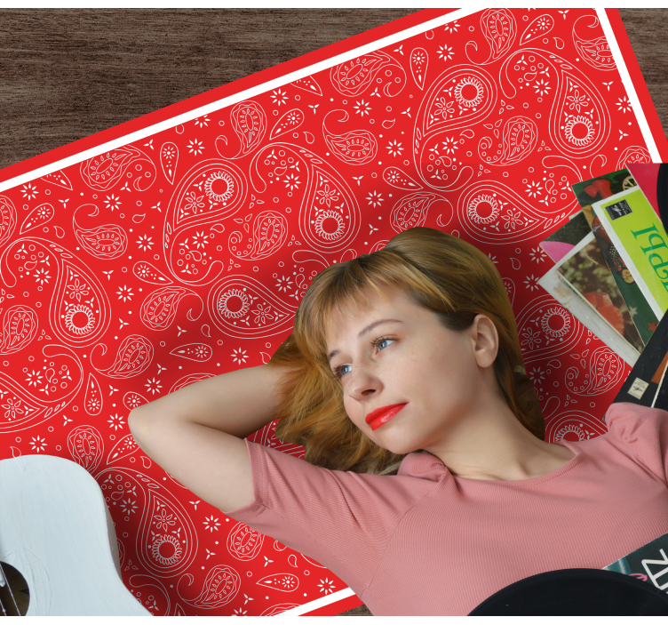 Alfombra de vinilo mapamundi patrón paisley rojo - TenVinilo