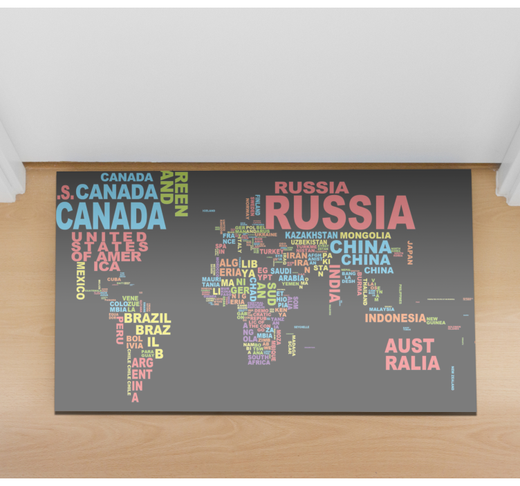 Alfombra de vinilo mapamundi tipografía de países - TenVinilo