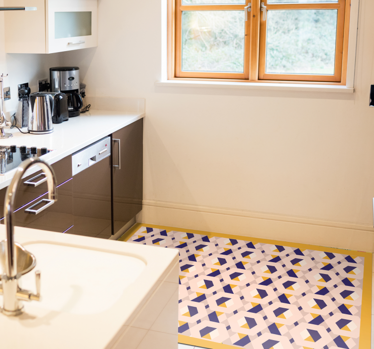 Alfombra vinílica nórdica Cortinas hexagonales de cocina - TenVinilo