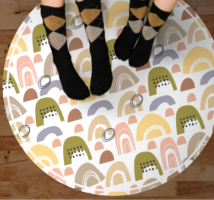 Alfombra vinílica nórdica Patrón de arco iris nórdico - TenVinilo