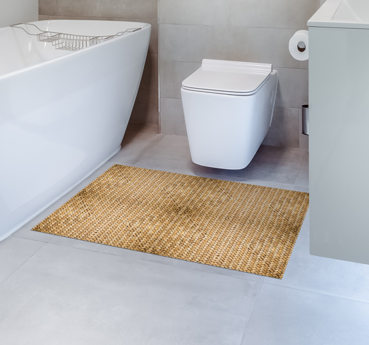 Alfombra vinílica baño textura tejido bambú - TenVinilo