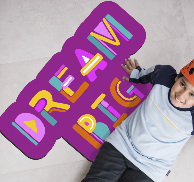 Alfombra de vinilo infantil soñar en grande tipografía - TenVinilo