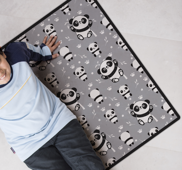 Alfombra de vinilo infantil tiempo de juego panda - TenVinilo