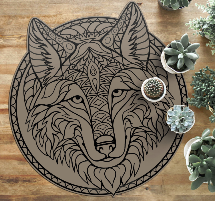 Alfombra vinílica animales diseño de lobo marrón - TenVinilo