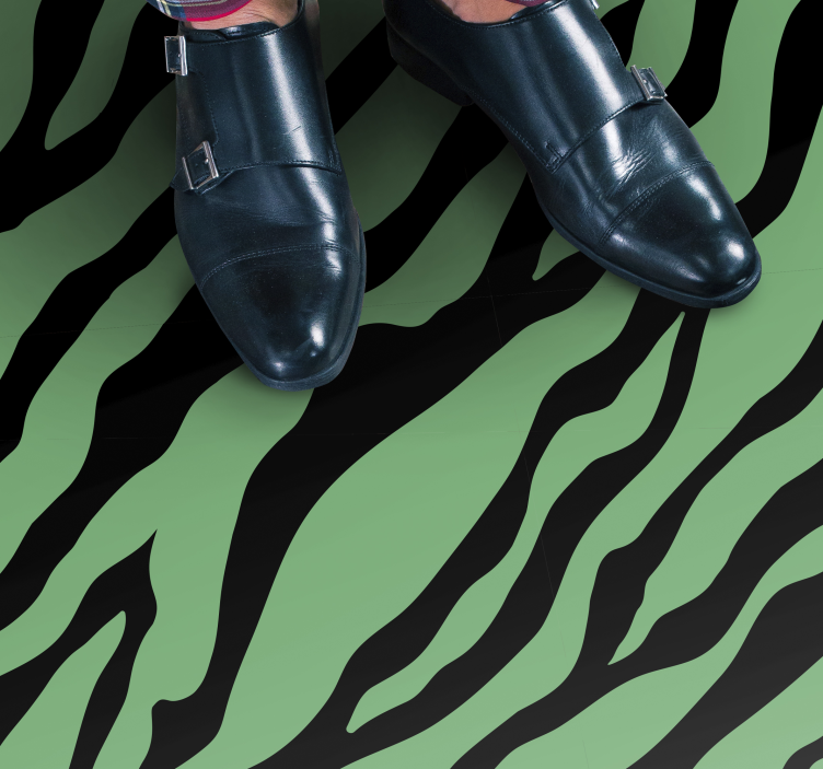 Alfombra vinílica animal print rayas verdes de cebra - TenVinilo