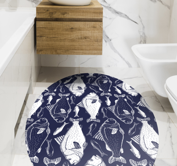 Alfombra vinílica animales patrón de peces marinos - TenVinilo