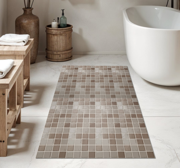 Alfombra vinílica baño patrón de mosaico - TenVinilo