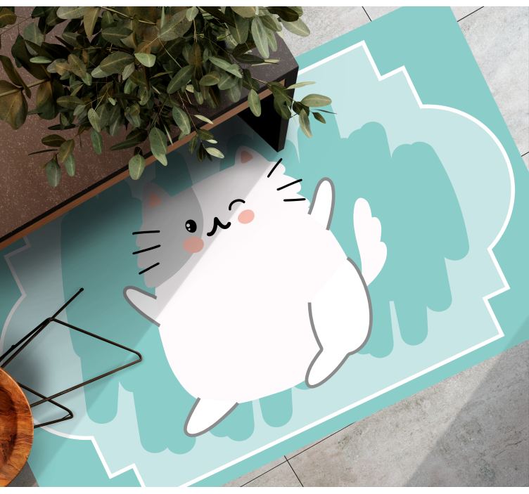 Alfombra vinílica bebé linda ilustración de gato - TenVinilo