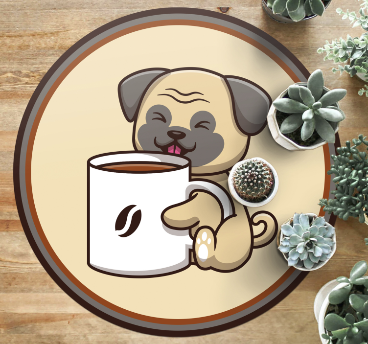 Alfombra vinílica animales linda taza de pug - TenVinilo