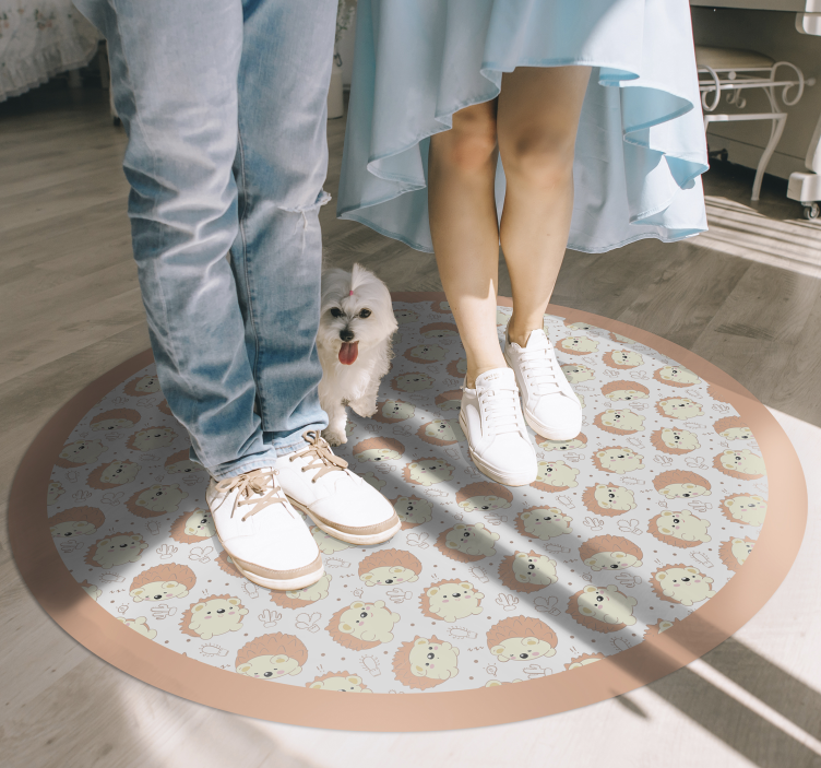 Alfombra vinílica bebé patrón circular de león - TenVinilo