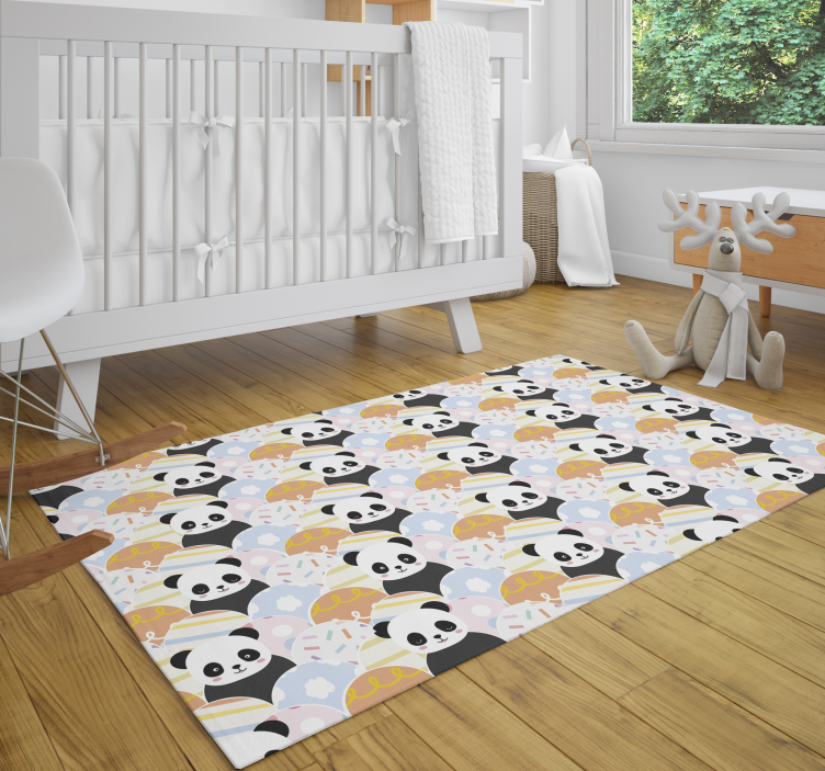 Alfombra vinílica bebé patrón de patio de juegos de panda - TenVinilo