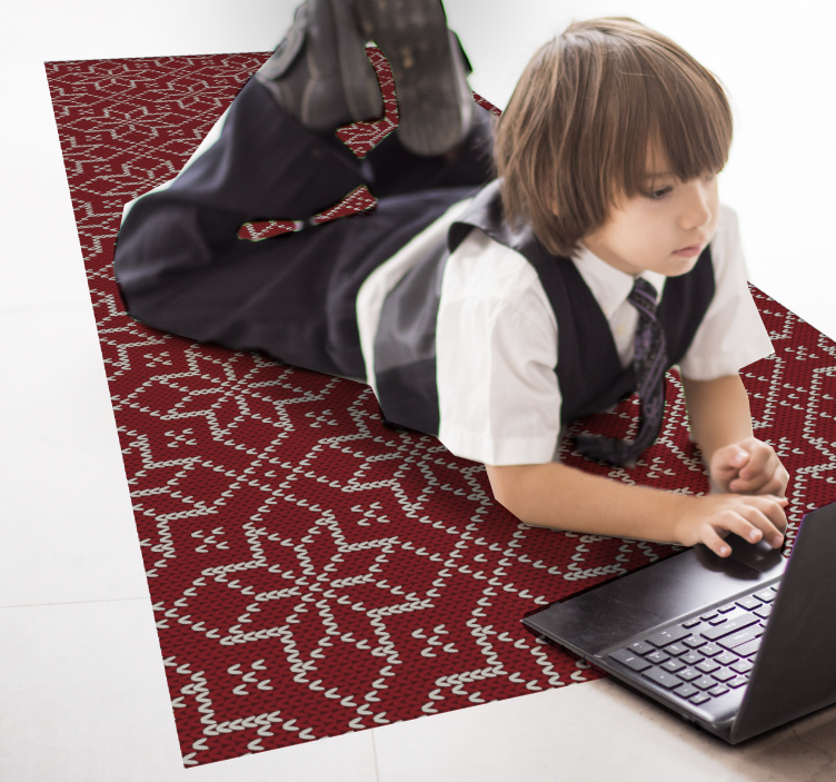 Alfombra vinílica bebé patrón ornamental rojo - TenVinilo