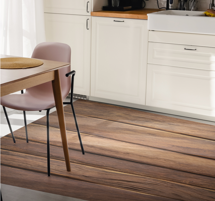 Alfombra vinílica cocina tablones de madera cálidos - TenVinilo