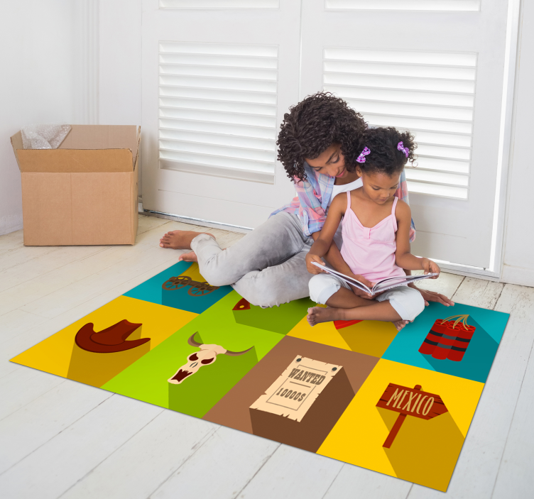 Alfombra vinílica de juegos infantil aventura occidental - TenVinilo