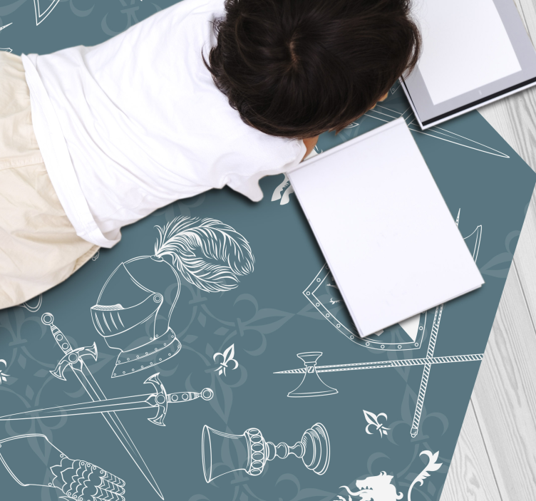 Alfombra vinílica de juegos infantil caballería medieval - TenVinilo