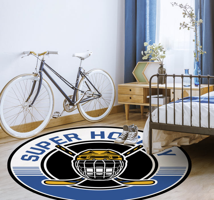 Alfombra vinílica de juegos infantil emblema de hockey - TenVinilo