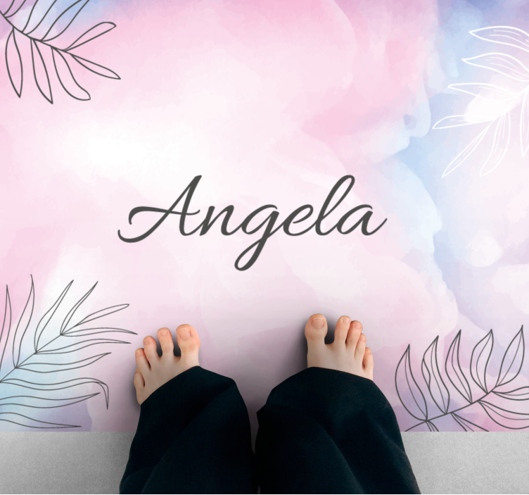 Alfombra vinílica dormitorio nombre floral personalizado - TenVinilo