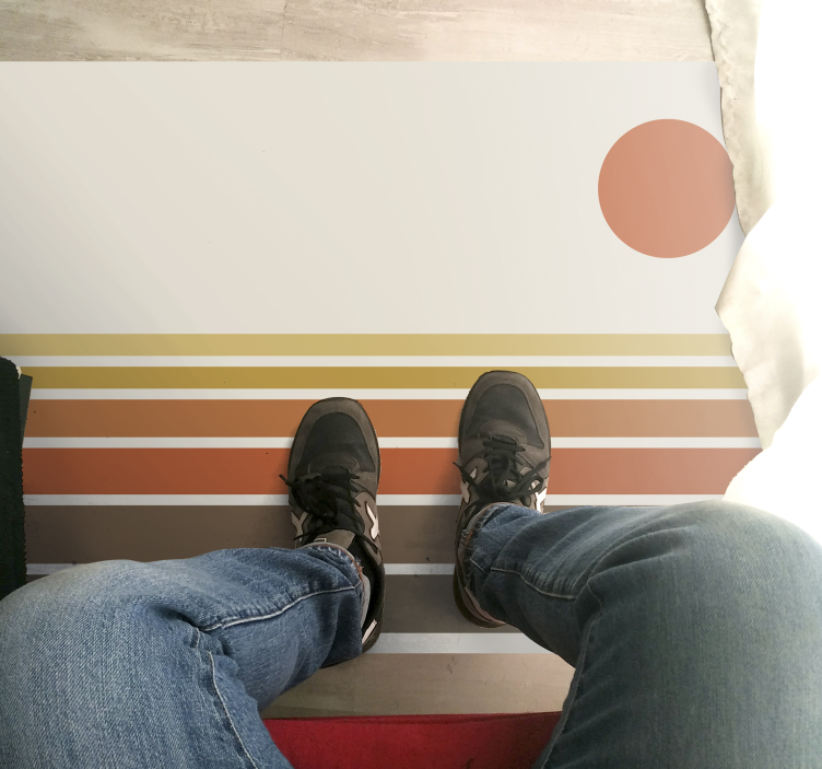 Alfombra vinílica dormitorio patrón rayas atardecer - TenVinilo