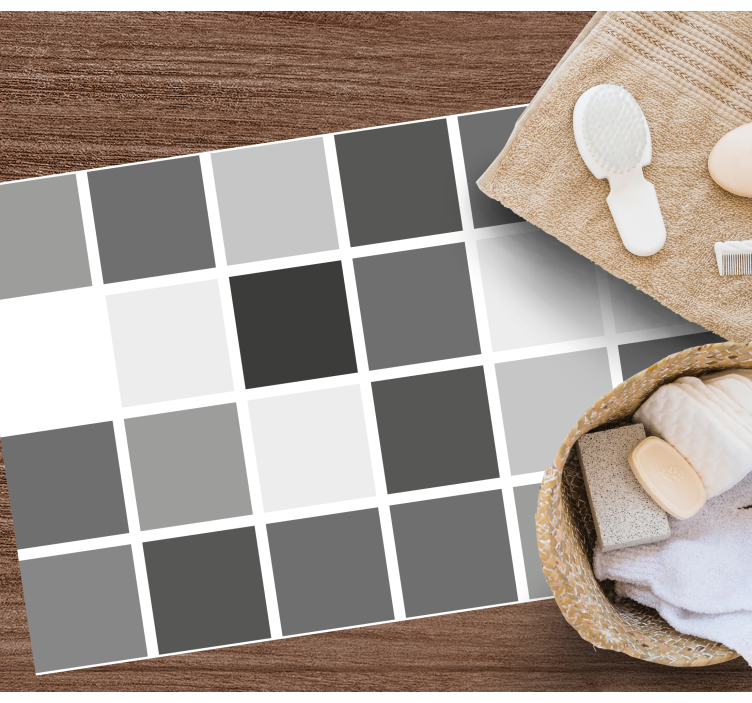Alfombra vinílica baño cuadrícula de tonos grises - TenVinilo