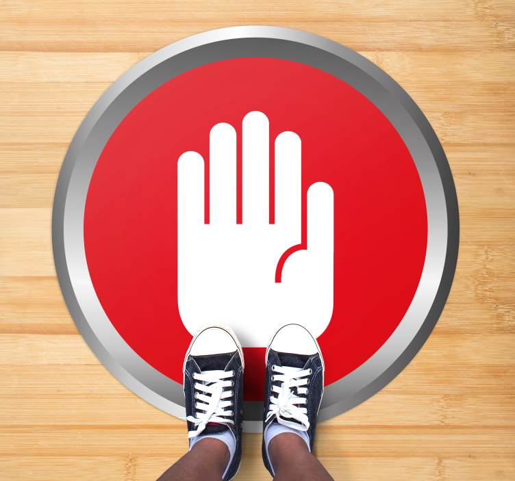 Alfombra vinílica efecto mármol decoración de señal de stop - TenVinilo