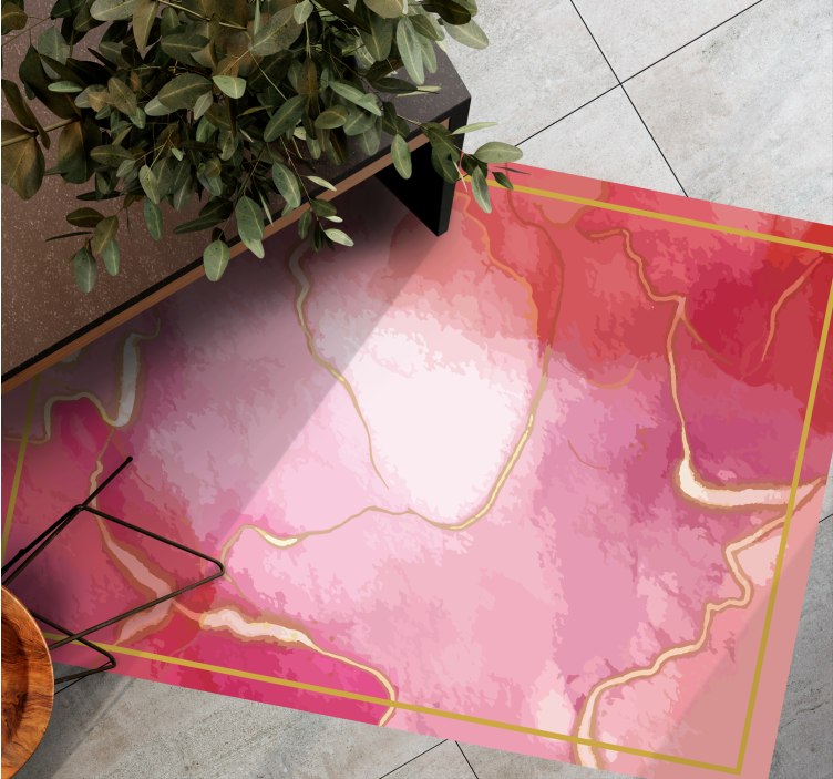 Alfombra vinílica efecto mármol elegancia en tonos rosados - TenVinilo