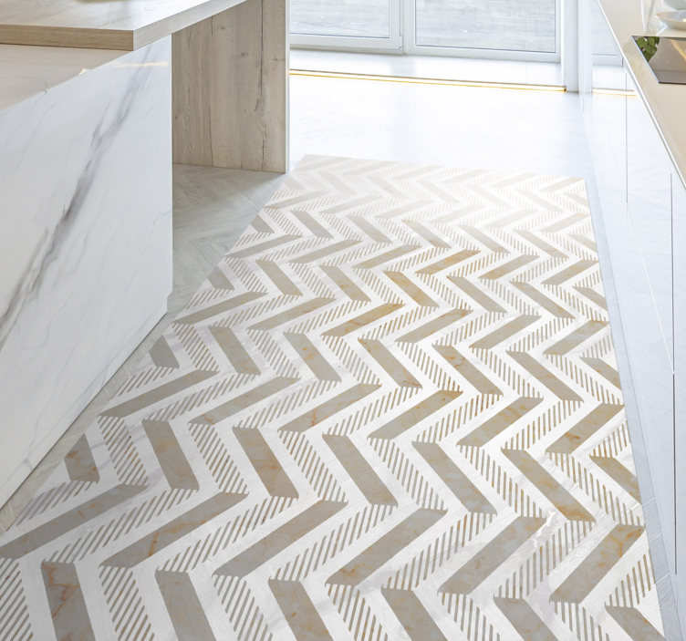 Alfombra vinílica cocina chevron elegante - TenVinilo