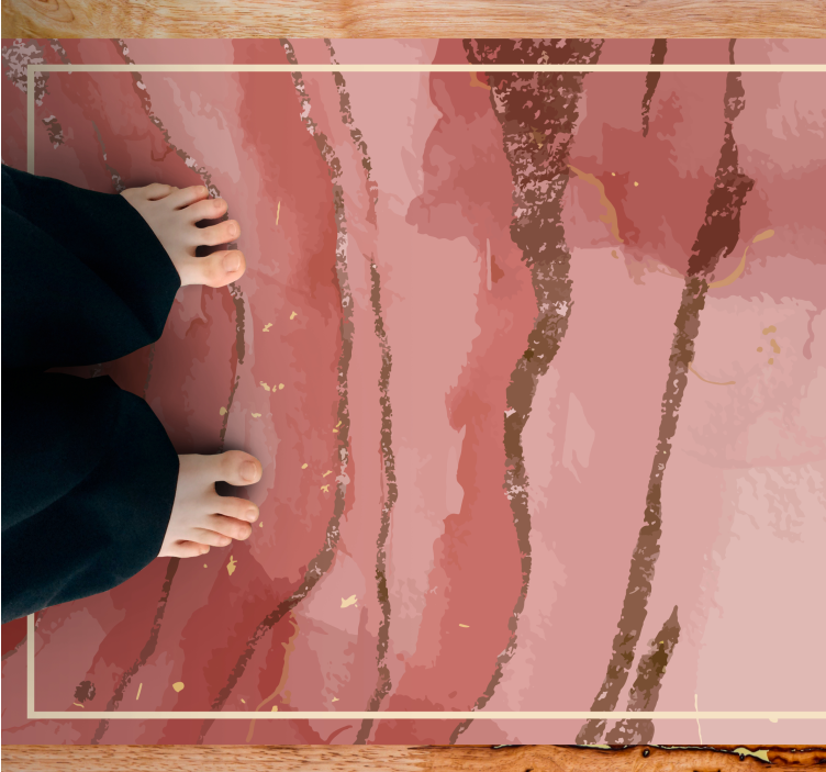 Alfombra vinílica efecto mármol elegantes remolinos rosados - TenVinilo
