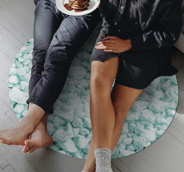 Alfombra vinílica textura piedra diseño de tonos menta - TenVinilo