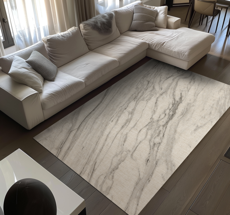 Alfombra vinílica efecto mármol tonos marfil con negro - TenVinilo