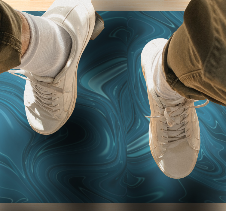 Alfombra vinílica efecto mármol tonos oceánicos en espiral - TenVinilo