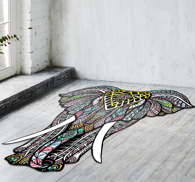 Alfombra vinílica elefante mandala - TenVinilo