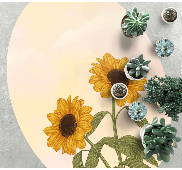 Alfombra vinílica flores abrazo de girasol - TenVinilo