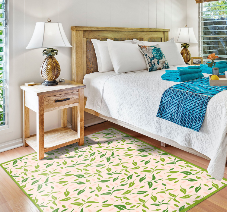 Alfombra vinílica flores acentos con patrones de hojas - TenVinilo