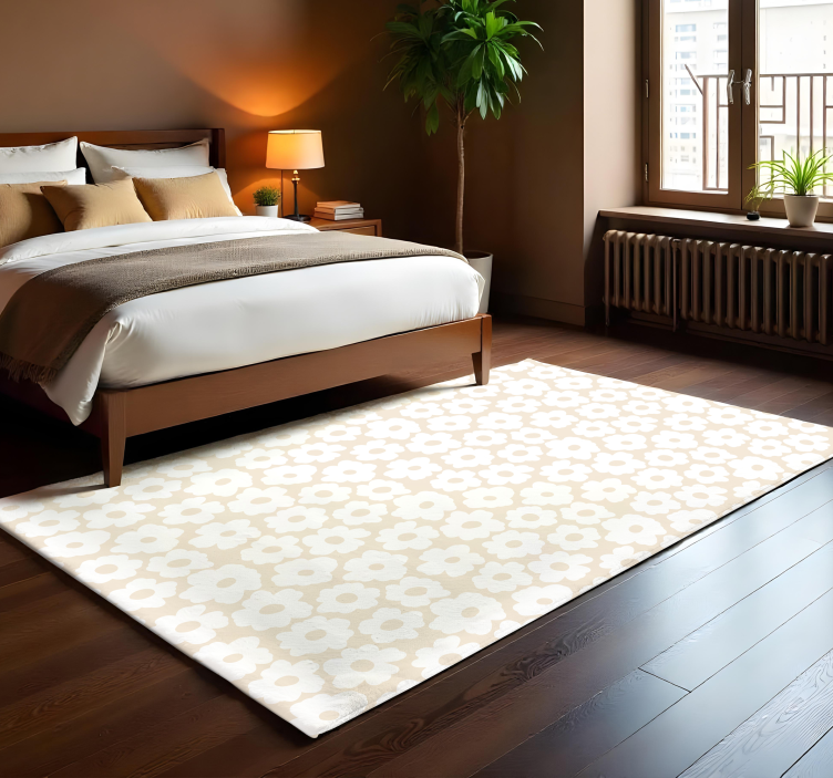 Alfombra vinílica flores amapola blanca - TenVinilo