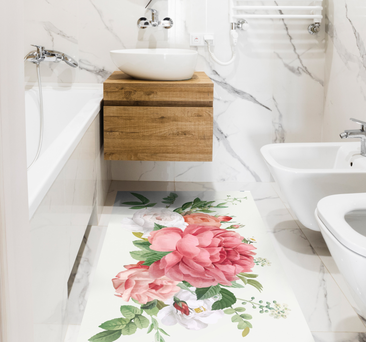 Alfombra vinílica flores arreglo floral vibrante - TenVinilo