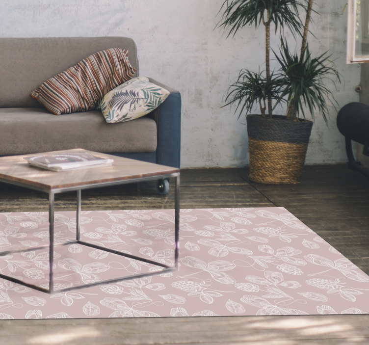 Alfombra vinílica flores bocetos botánicos - TenVinilo