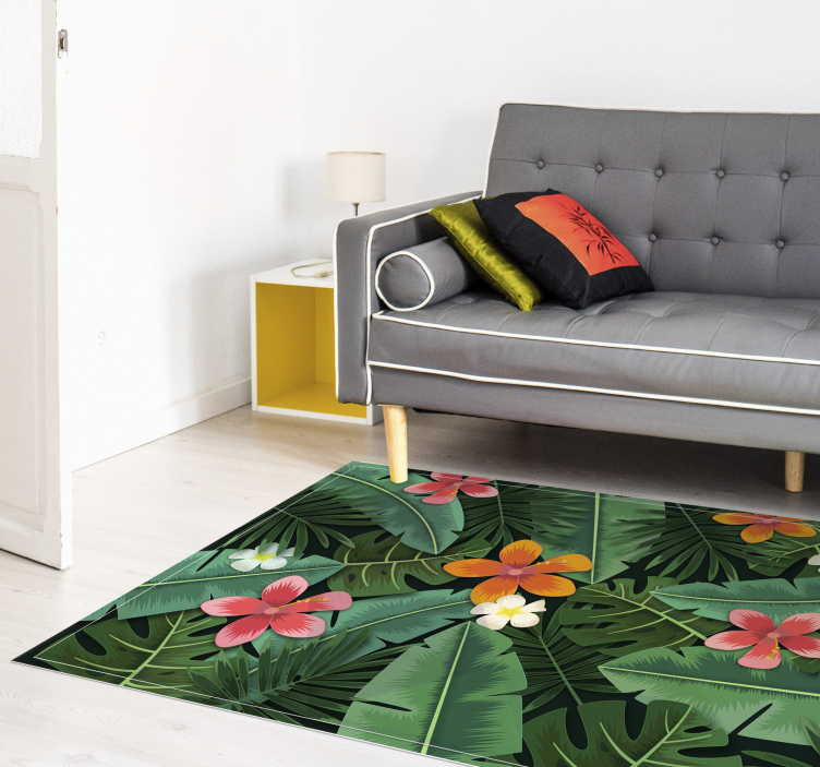 Alfombra vinílica flores conjunto de flores tropicales - TenVinilo