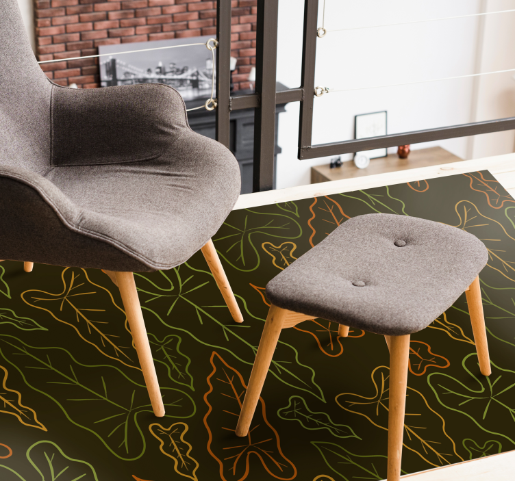 Alfombra vinílica flores contornos frondosos - TenVinilo