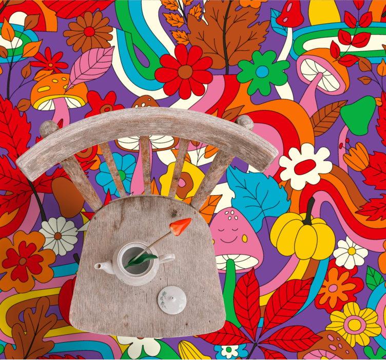 Alfombra vinílica flores diseño floral colorido - TenVinilo