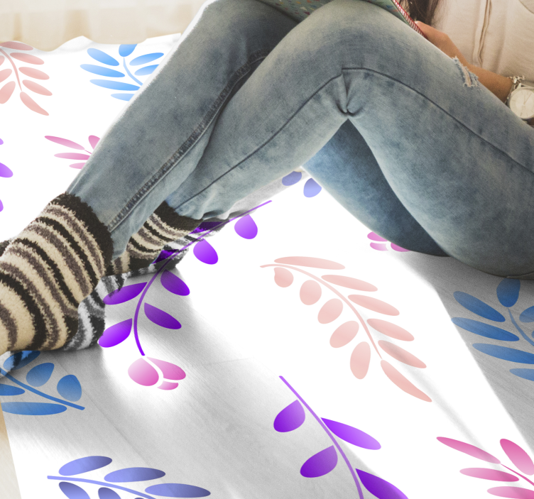 Alfombra vinílica flores elemento de hoja botánica - TenVinilo