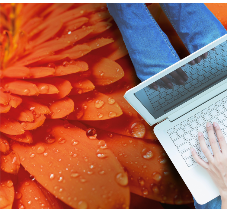 Alfombra vinílica flores pétalos de color naranja brillante - TenVinilo