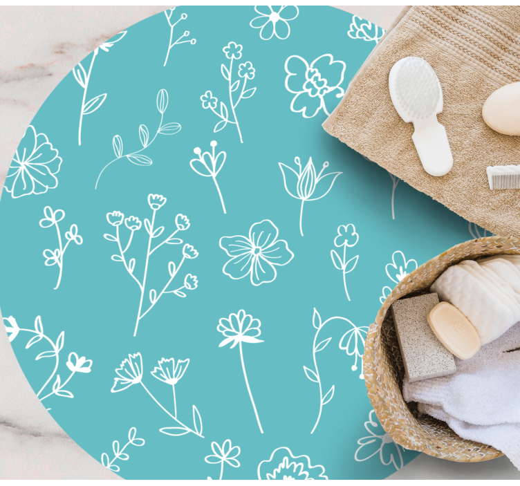 Alfombra vinílica flores ilustraciones elegantes - TenVinilo