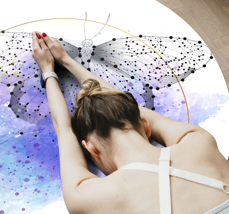 Alfombra vinílica flores mariposa acuarela - TenVinilo