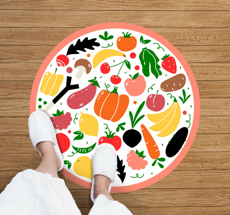 Alfombra vinílica flores motivo colorido de frutas - TenVinilo