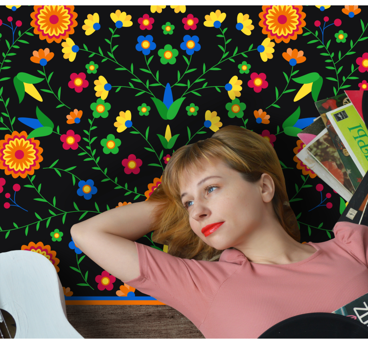 Alfombra vinílica flores motivo de colores vibrantes - TenVinilo