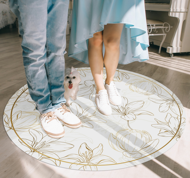 Alfombra vinílica flores patrón de círculo floral - TenVinilo