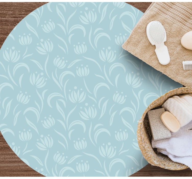 Alfombra vinílica flores patrón azul suave - TenVinilo